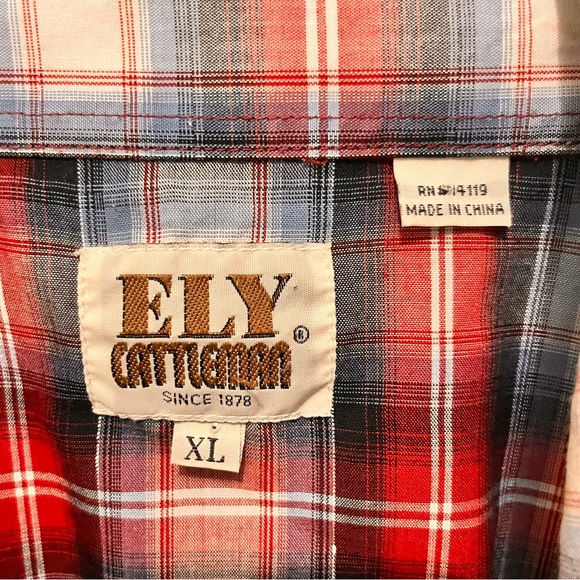 Ely Cattlemen - Men’s XL - Red / Blue & Silver - Pearl Snap Western Shirt - - Picture 10 of 14